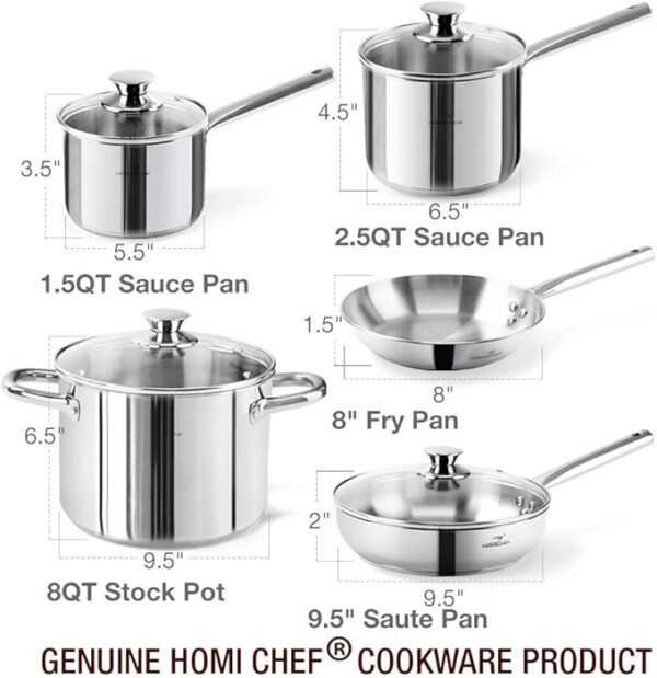 HOMI Chef 14-delige nikkelvrije roestvrijstalen kookgerei set - niet-giftige kookgerei set - Afbeelding 5