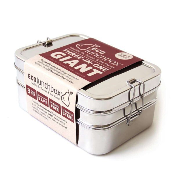 EcoLunchbox - RVS Lunchbox 3-in-1 Giant - 3 delige RVS vershouddoos.